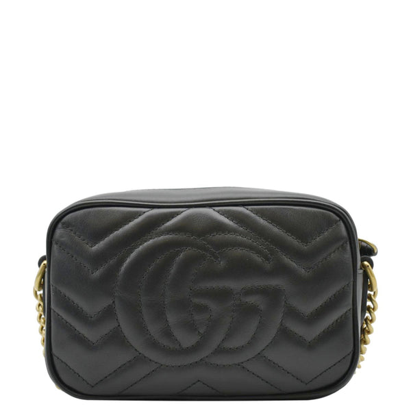 GUCCI Black Leather Chain Crossbody Bag  back view