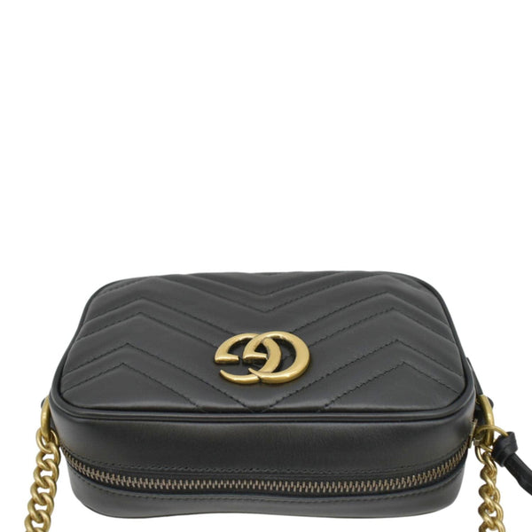 GUCCI Black Leather Chain Crossbody Bag back end view