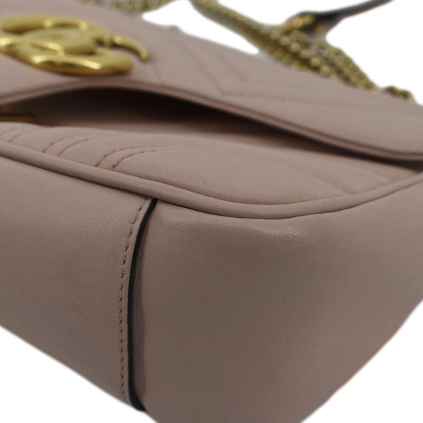 GUCCI GG Marmont Small Flap Matelasse Leather Crossbody Bag Blush Pink 443497