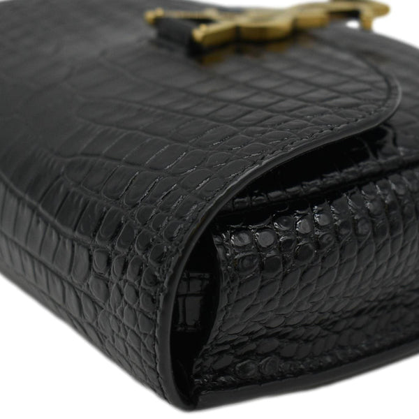 YVES SAINT LAURENT Kaia Small  Embossed Leather Satchel Bag Black