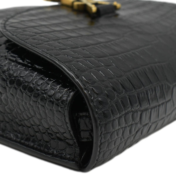 YVES SAINT LAURENT Kaia Small  Embossed Leather Satchel Bag Black