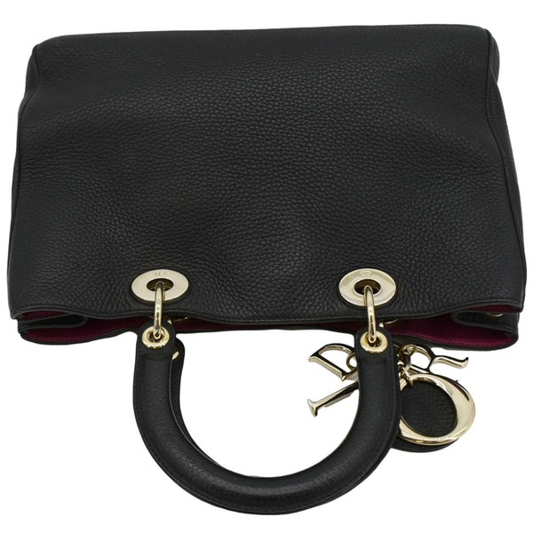 CHRISTIAN DIOR Diorissimo Leather Tote Shoulder  Bag Black