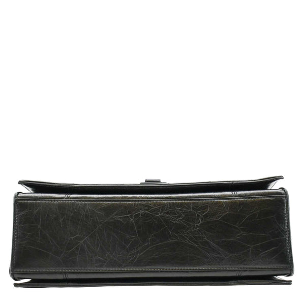 BALENCIAGA Hourglass Medium Crushed Leather Chain Wallet Shoulder Bag Black