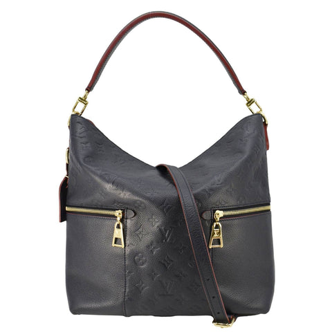 LOUIS VUITTON Melie Monogram Empreinte Leather Hobo Shoulder Bag Navy Blue