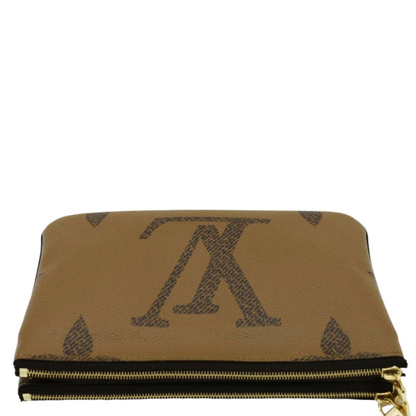 LOUIS VUITTON Double Zip Pochette Giant Monogram Reverse Canvas Crossbody Bag Brown