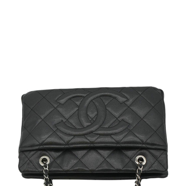 CHANEL Leather Shopping Black Tote Bag back up view