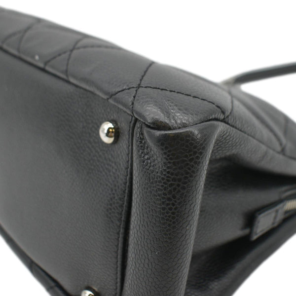 CHANEL Leather Shopping Black Tote Bag rifht corner view