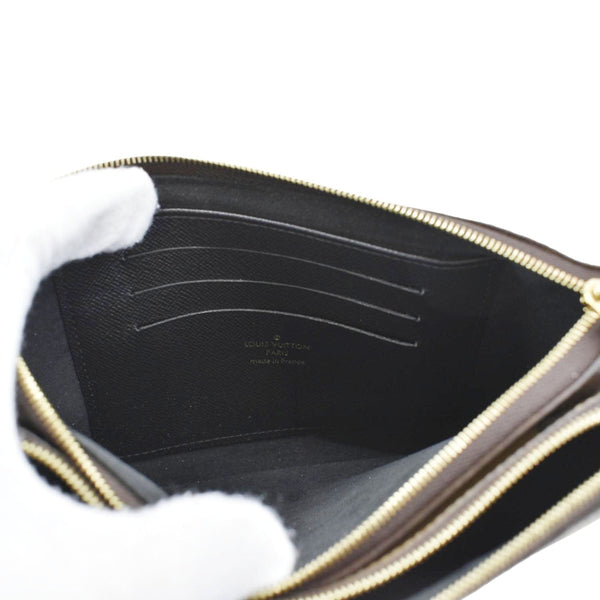 LOUIS VUITTON Double Zip Pochette Giant Monogram Reverse Canvas Crossbody Bag Brown