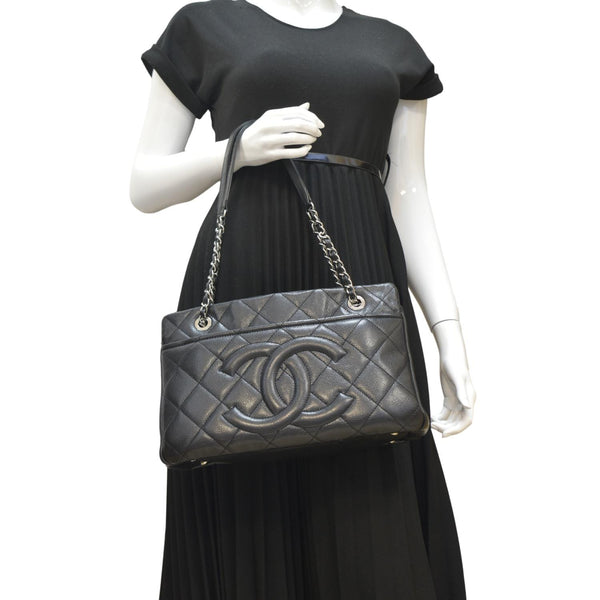 CHANEL Leather Shopping Black Tote Bag dummy view