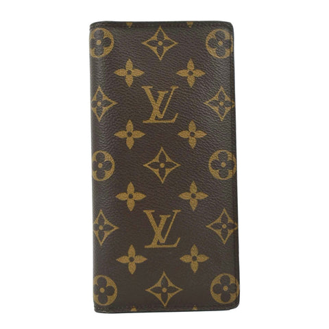 LOUIS VUITTON Brazza Monogram Canvas Bifold Long Wallet Brown