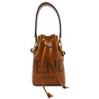 FENDI Mon Tresor Leather Bucket Hobo Bag Brown