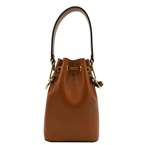FENDI Mon Tresor Leather Bucket Hobo Bag Brown