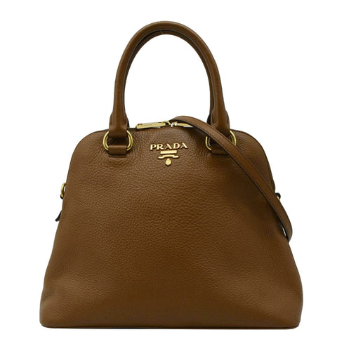 PRADA Vitello Daino Leather Tote Bag Brown