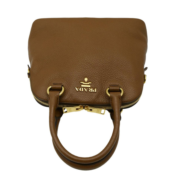 PRADA Vitello Daino Leather Tote Bag Brown
