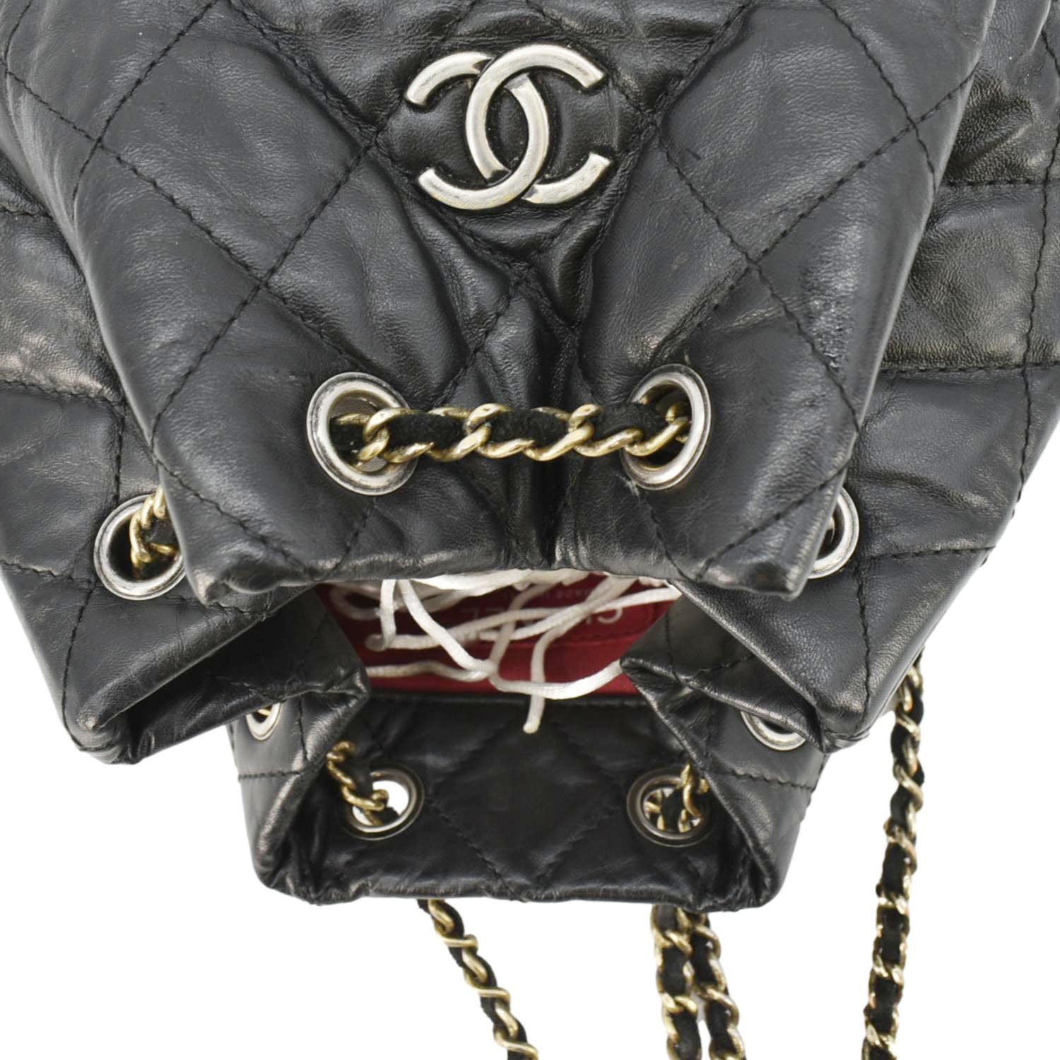 chanel leather backpack 2015 CHANEL Gabrielle Quilted Aged Calfskin Leather Backpack Bag Black