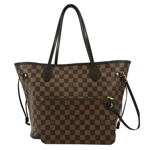 LOUIS VUITTON Neverfull MM Damier Ebene Shoulder Bag Brown