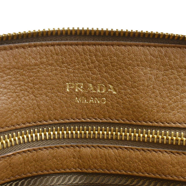 PRADA Vitello Daino Leather Tote Bag Brown