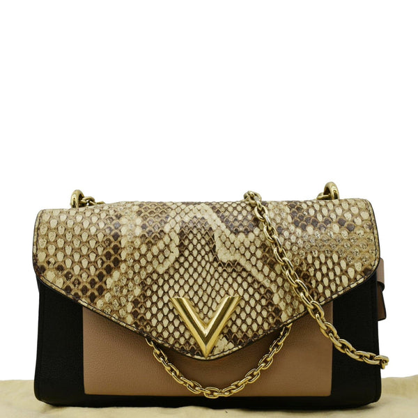 LOUIS VUITTON Very Python Leather Chain Crossbody Bag Black