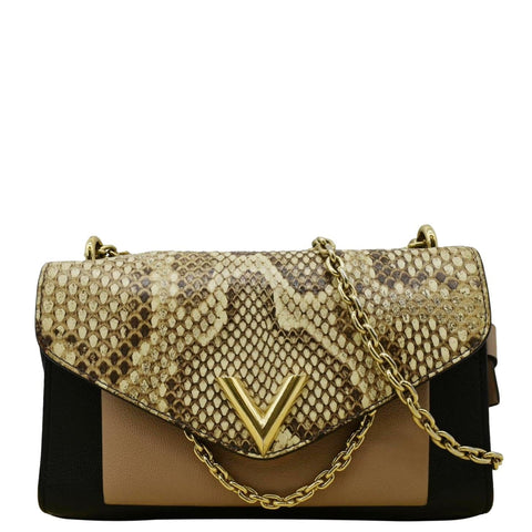 LOUIS VUITTON Very Python Leather Chain Crossbody Bag Black