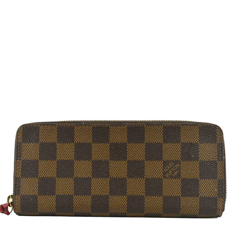 LOUIS VUITTON Clemence Damier Ebene Zippy Wallet Brown