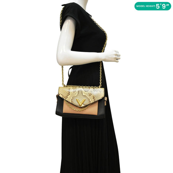 LOUIS VUITTON Very Python Leather Chain Crossbody Bag Black