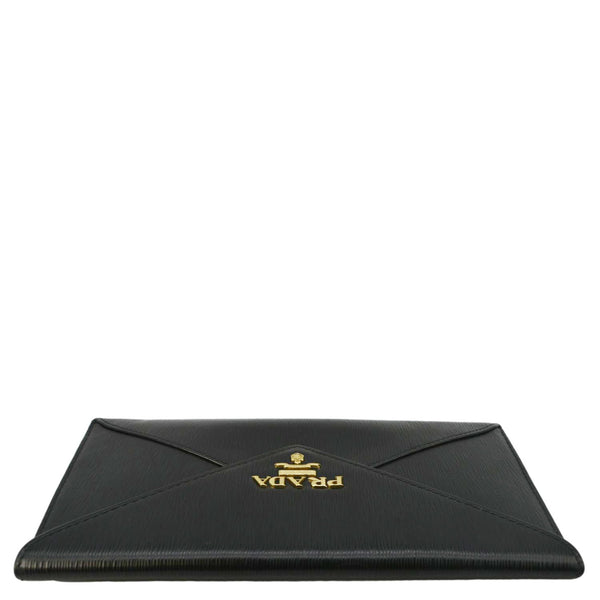 PRADA  Envelope Vitello Leather Wallet Black