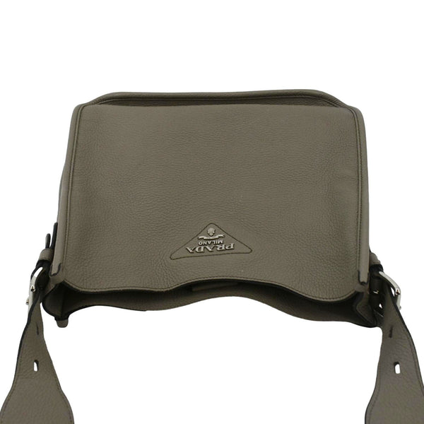 PRADA Leather Shoulder Bag Clay Grey