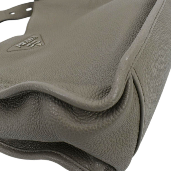 PRADA Leather Shoulder Bag Clay Grey