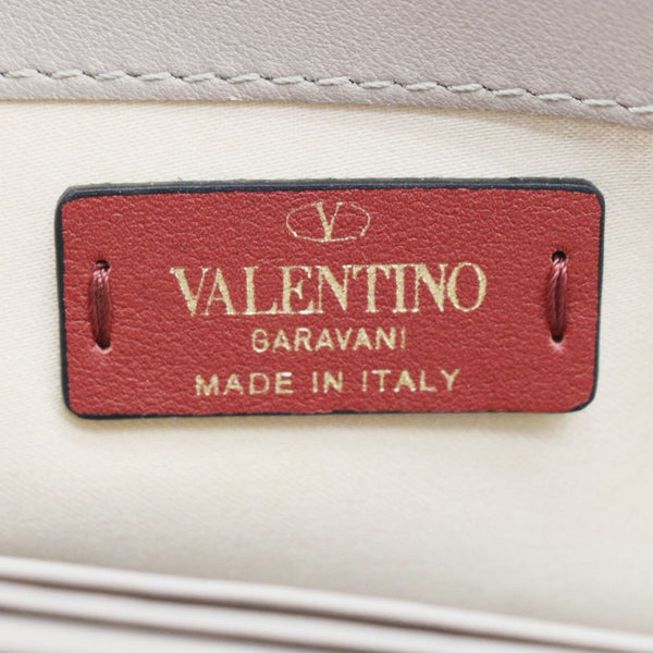 VALENTINO Rockstud Envelope Leather Chain Crossbody Bag Taupe