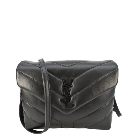 YVES SAINT LAURENT Loulou Toy Quilted Leather Crossbody Bag Black
