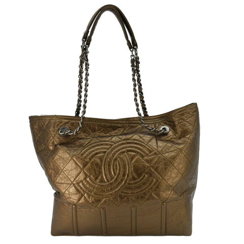 CHANEL Shopping in Moscow Quilted Calfskin Leather Tote Bag Bronze