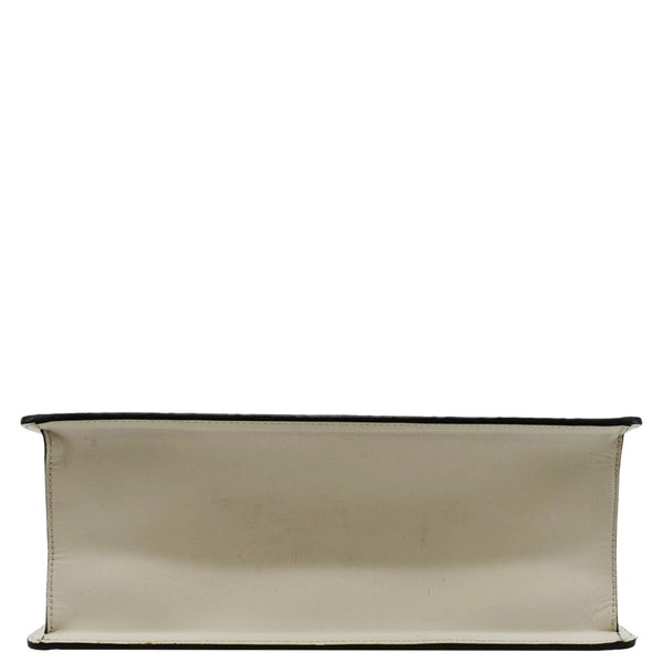 GUCCI Sylvie Medium GG Signature Leather Top Handle Shoulder Bag Off White 431665