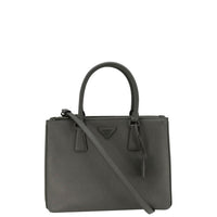 PRADA Galleria Double-Zip Medium Saffiano Leather Tote Bag Grey