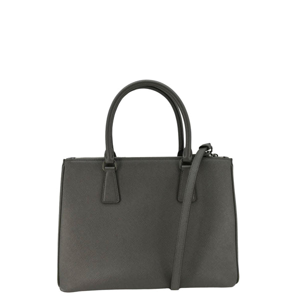 PRADA Galleria Double-Zip Medium Saffiano Leather Tote Bag Grey