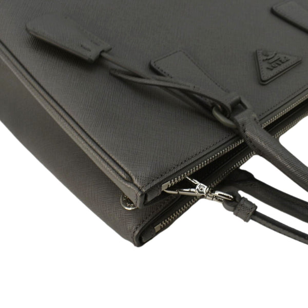 PRADA Galleria Double-Zip Medium Saffiano Leather Tote Bag Grey