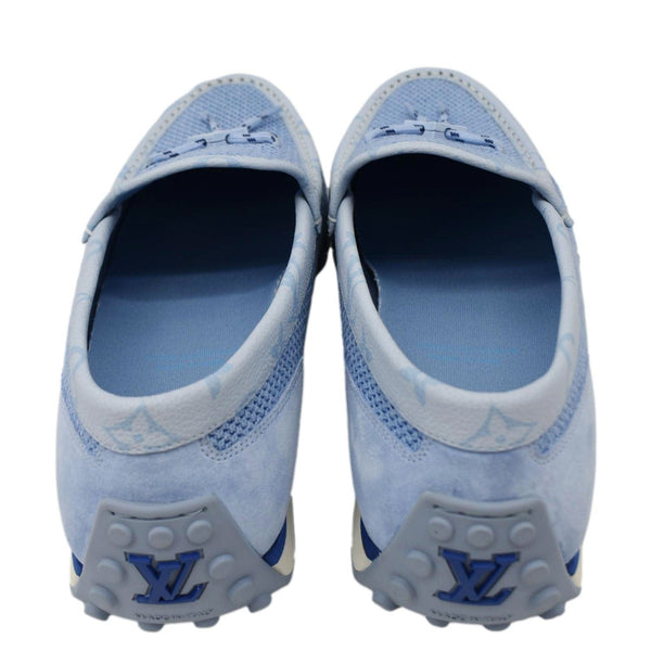 LOUIS VUITTON LV Racer Moccasin Perforated Leather Loafers Light Blue US 10.5