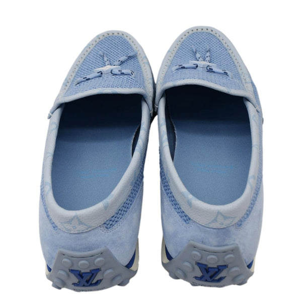 LOUIS VUITTON LV Racer Moccasin Perforated Leather Loafers Light Blue US 10.5