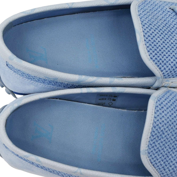 LOUIS VUITTON LV Racer Moccasin Perforated Leather Loafers Light Blue US 10.5