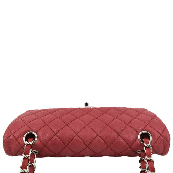 CHANEL Classic Medium Double Flap Quilted Caviar Leather Shoulder Bag Red