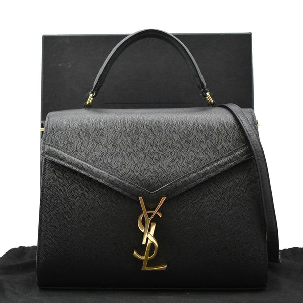 YVES SAINT LAURENT Cassandra Top Handle Leather Shoulder Bag Black