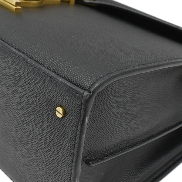 YVES SAINT LAURENT Cassandra Top Handle Leather Shoulder Bag Black