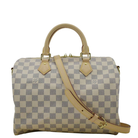 LOUIS VUITTON Speedy 30 Bandouliere Damier Azur Shoulder Bag White