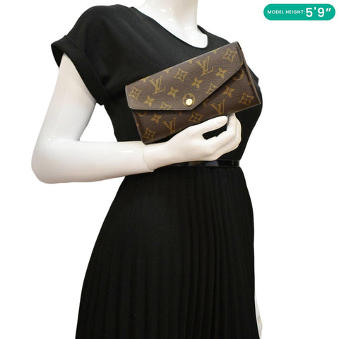 LOUIS VUITTON Sarah Monogram Canvas Wallet Brown