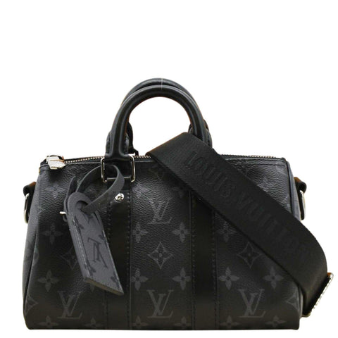 LOUIS VUITTON Keepall 25 Bandouliere Monogram Eclipse Reverse Canvas Crossbody Bag Black