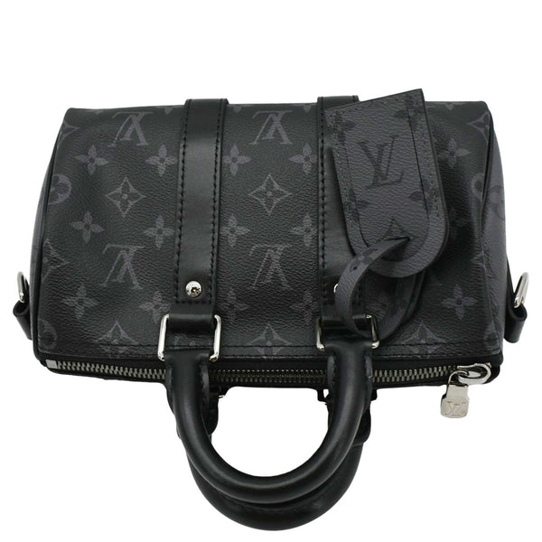 LOUIS VUITTON Keepall 25 Bandouliere Monogram Eclipse Reverse Canvas upper look