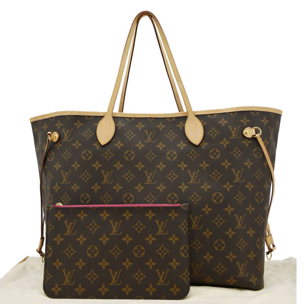 LOUIS VUITTON Neverfull GM Monogram Canvas Shoulder Bag Fuchsia