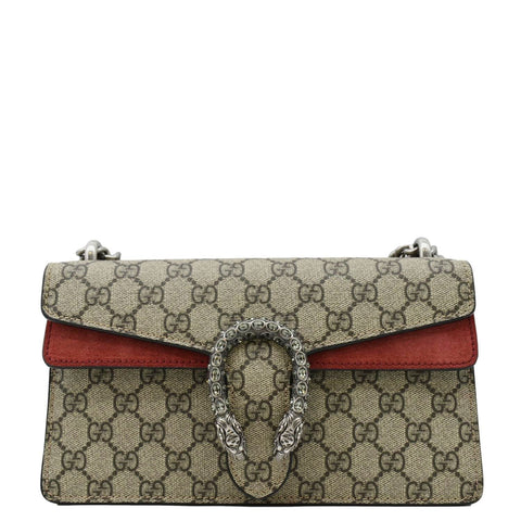 GUCCI Dionysus Small Rectangular GG Supreme Canvas Shoulder Bag Beige 499623