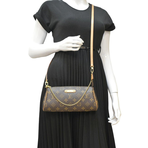 LOUIS VUITTON Pochette Eva Monogram Canvas Crossbody Bag Brown