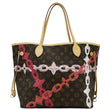 LOUIS VUITTON Neverfull MM Bay Chain Monogram Canvas Tote Bag Fuchsia