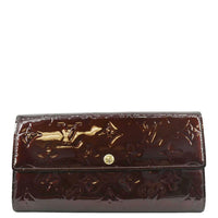 LOUIS VUITTON Sarah Vintage Vernis Leather Wallet Amarante